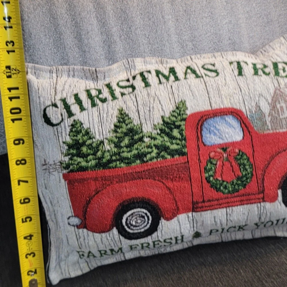Red Truck Christmas‎ Trees Farm Fresh Pick Your Own Throw Pillow